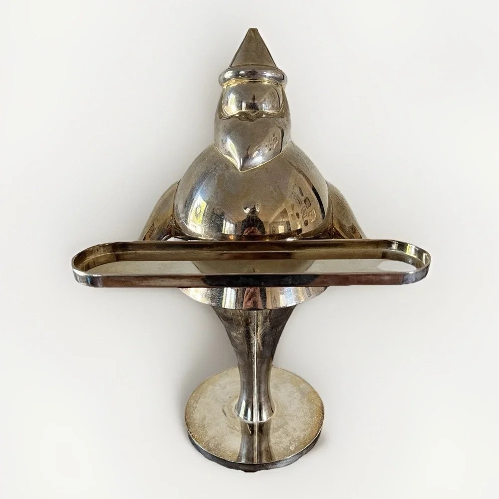 Pottery Barn Silver Santa Votive Candle Holder‎ Large 16.5in HEAVY Metal Holiday